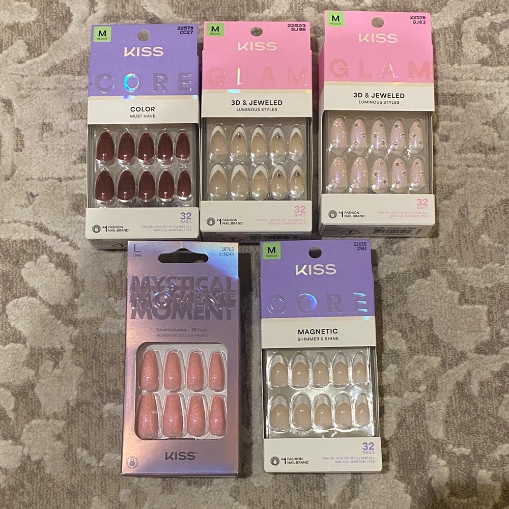 KISS Glam and Core Nail Set - Red, Pink, Nude